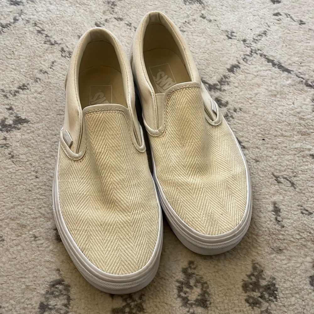 Vans Cream Slip on Shoes